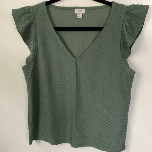 J. Crew Factory Tops - Flutter Sleeve Clip-dot Top
